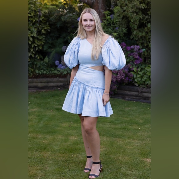 Aje Chateau Cut Out Mini Dress Sky Blue - Picture 5 of 9